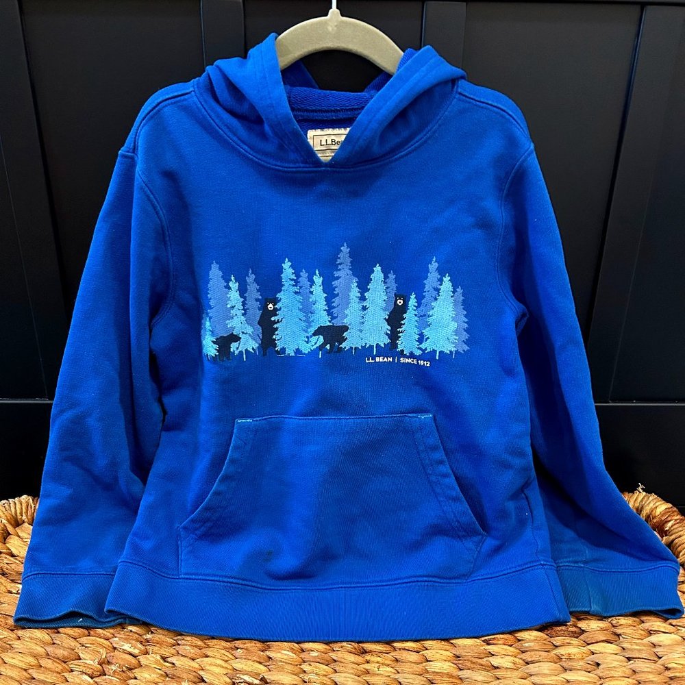 L.L. Bean Kids' Graphic Hoodie, Little Kids' (Deep Sapphire Hidden Bear)